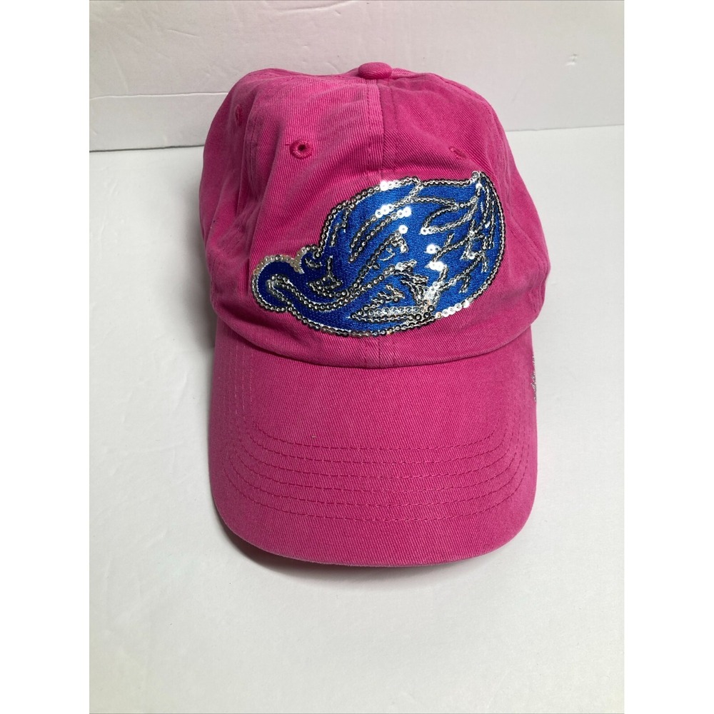 Akron Rubber Ducks Cap Hat Adult Pink Sequin Blue Minor League Baseball Akron OH